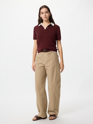 ジャージーバレルレッグパンツ/丈長め