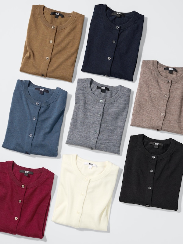 メリノクルーネックカーディガン