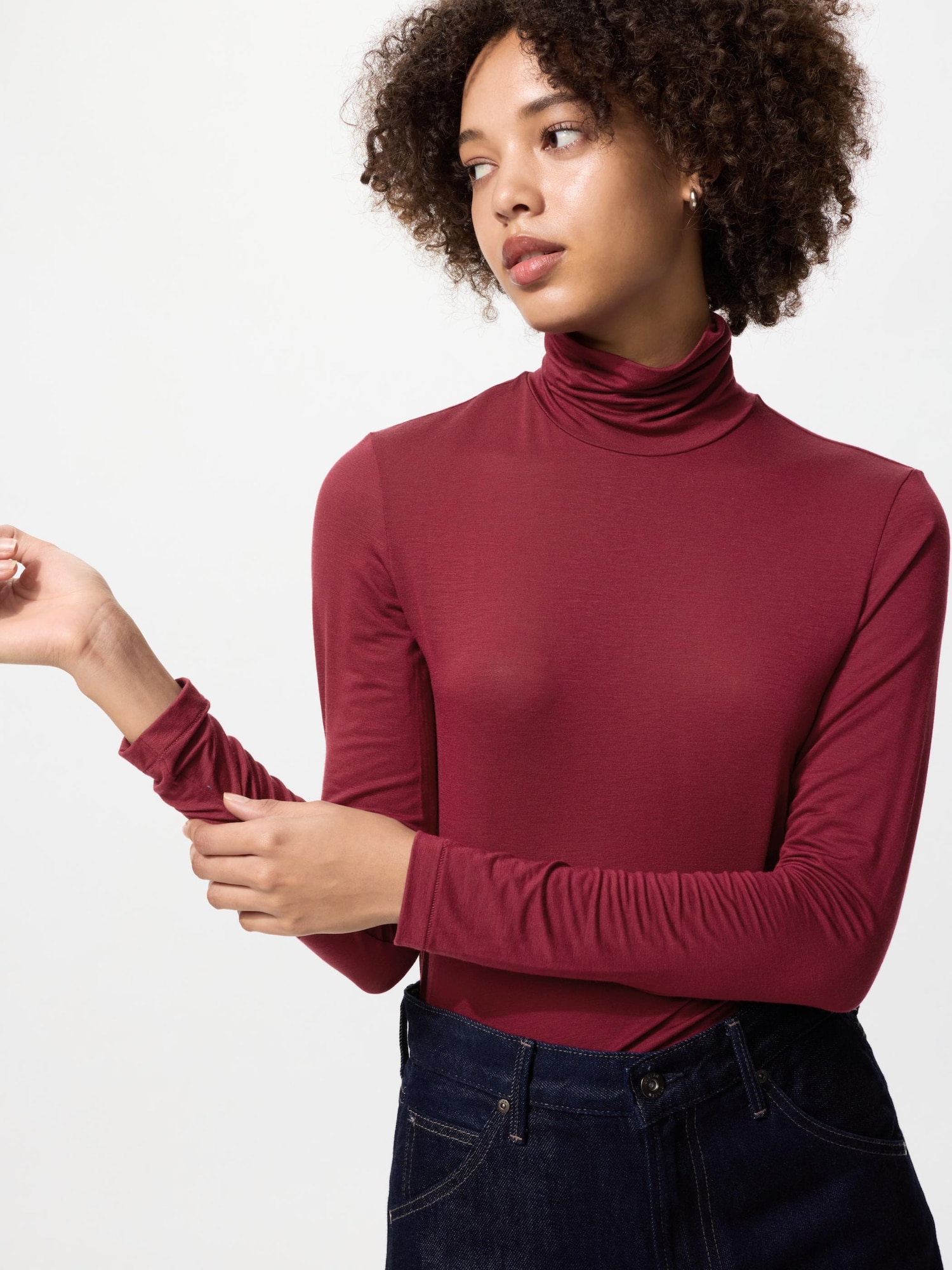 【美品】UNIQLO 3Dカシミヤ100% タートルネック セーター　赤 ユニクロ公式 | 3Dカシミヤタートルネックセーター（長袖）