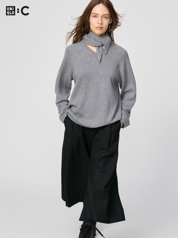 カシミヤリラックスVネックセータースカーフつき