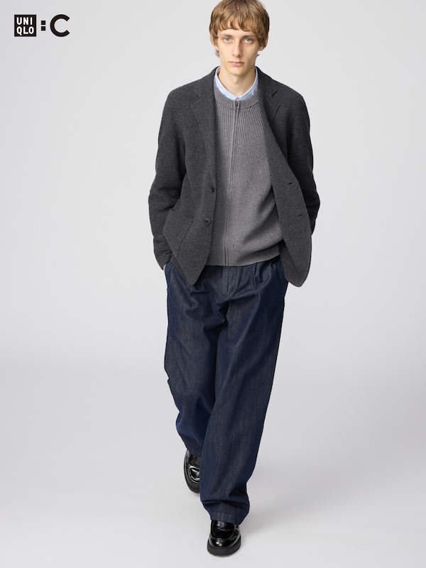 タックストレートパンツ／デニム