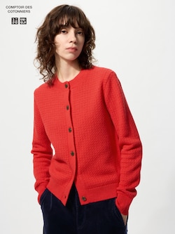 ウールブレンドクルーネックカーディガン