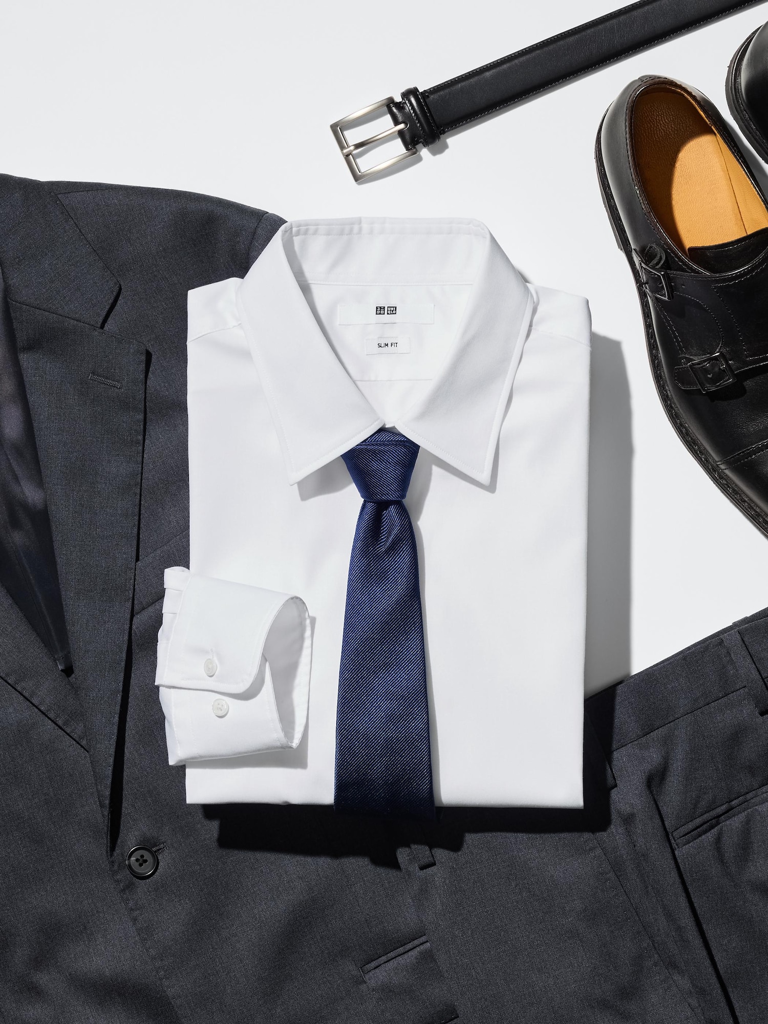 ユニクロ公式 | ファインクロススリムシャツ/レギュラー襟/ポケット無