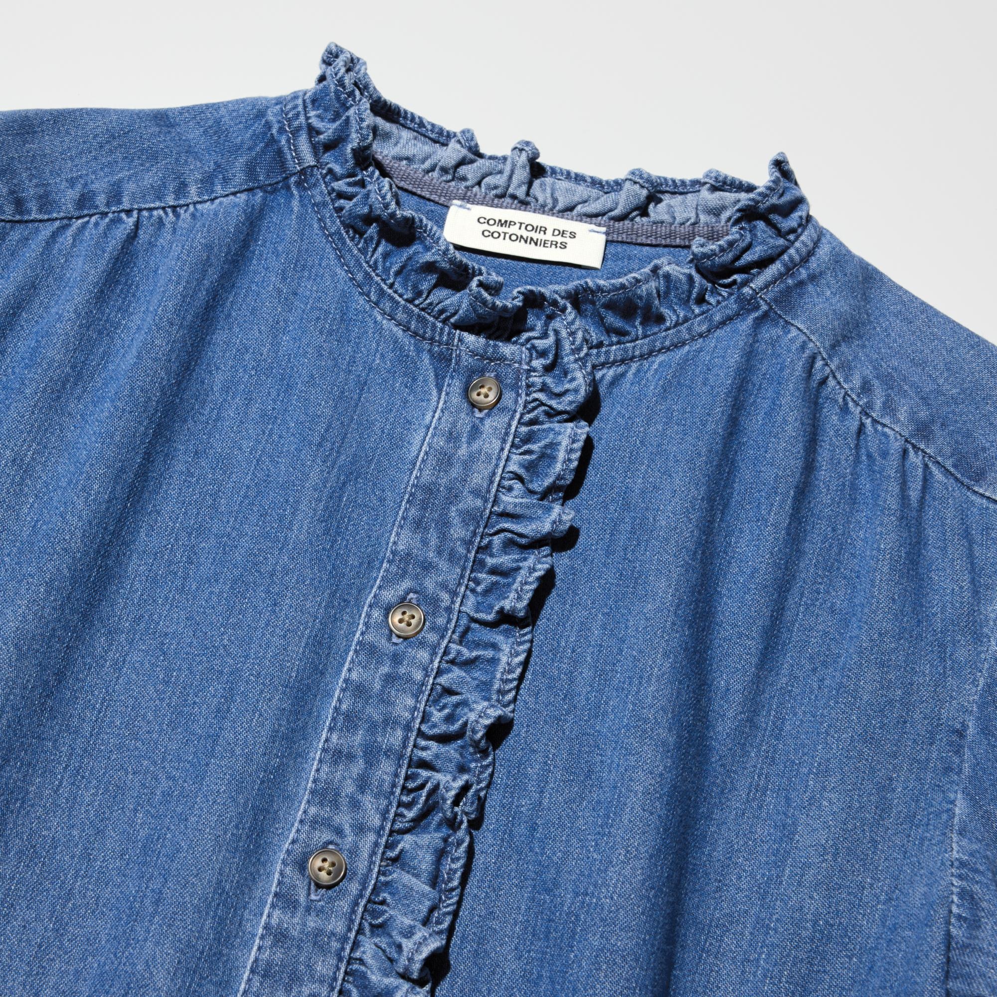 ユニクロ公式 | デニムフリルシャツ