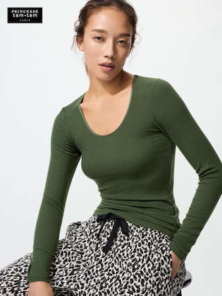 極暖ヒートテックカシミヤブレンドリブクルーネックT