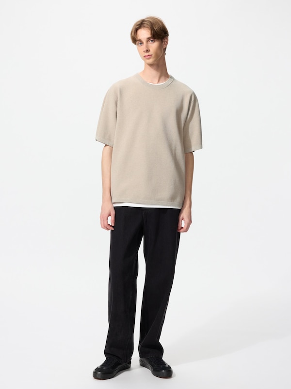 ウォッシャブルミラノリブニットTシャツ半袖