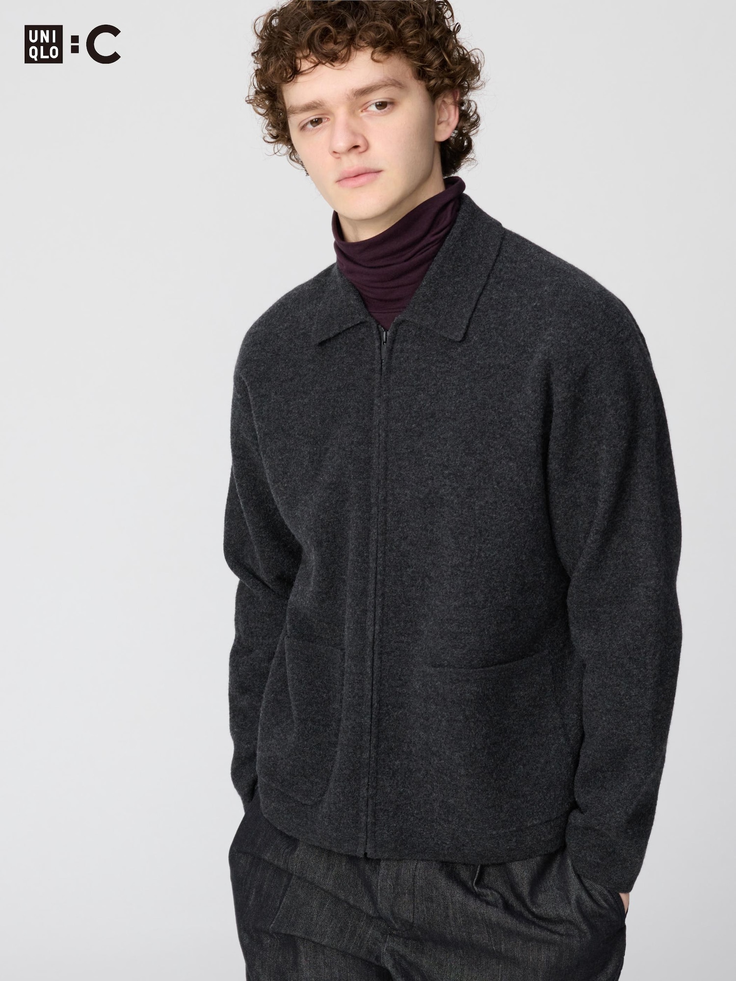 OLD UNIQLOオンブレウールジャケット フルジップ UNIQLO - 90s Y2K OLD UNIQLO オールドユニクロ リバーシブル