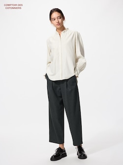 ブラッシュドジャージーバレルレッグパンツ