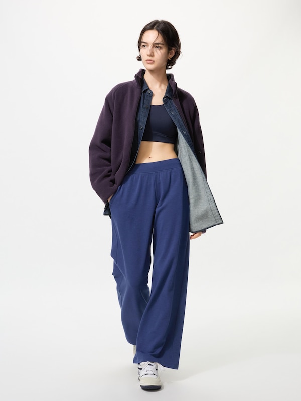 ウォームフリースストレートパンツ/丈長め