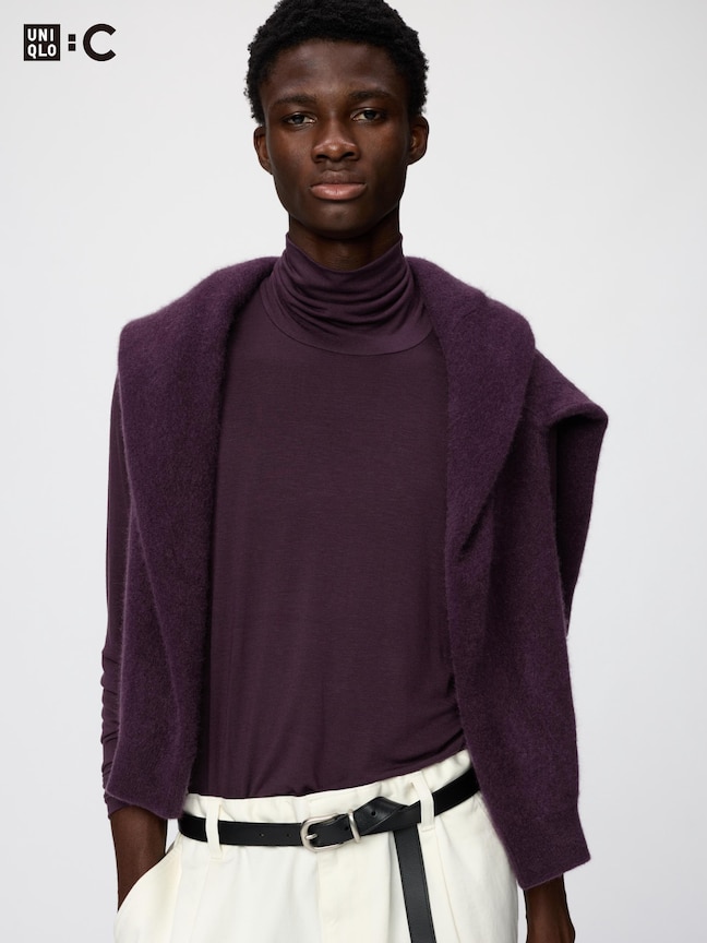 HEATTECH極暖喀什米爾混紡高領T恤(9分袖)(UNIQLO：C)