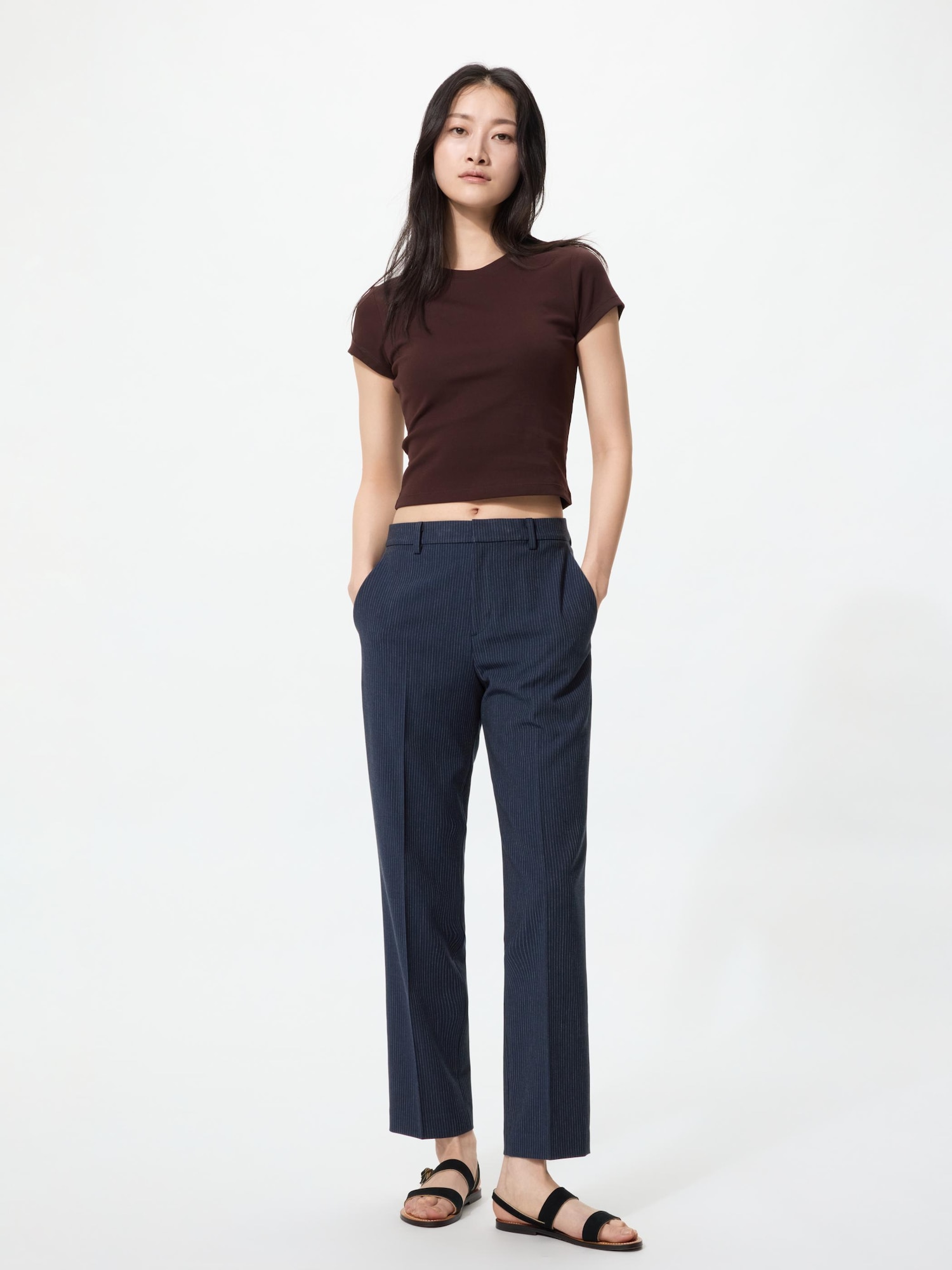 ユニクロ公式 | スマートアンクルパンツ/ストライプ/丈長め