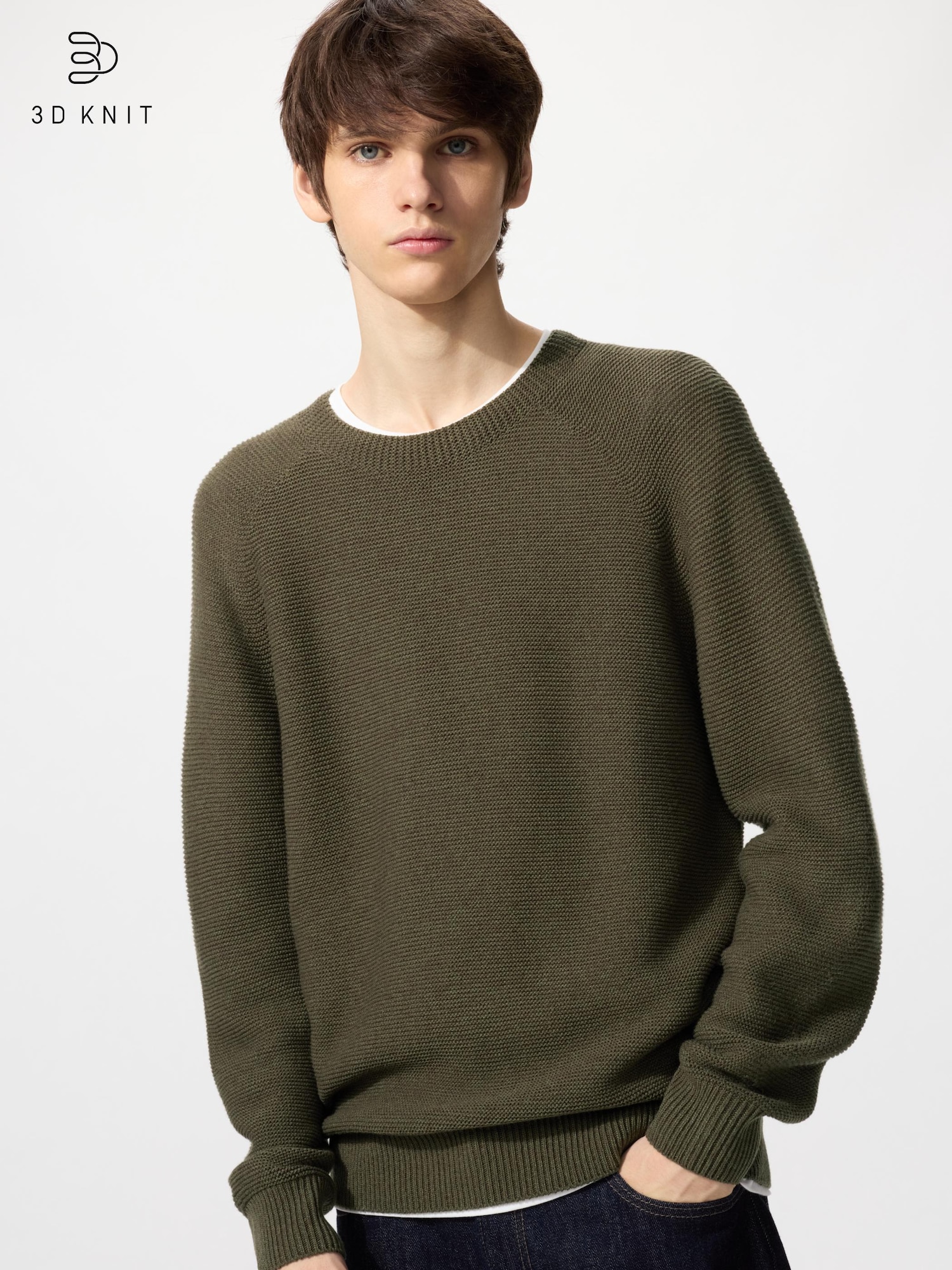 ユニクロ公式 | ウォッシャブル3Dクルーネックセーター