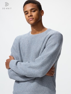 ウォッシャブル3Dクルーネックセーター