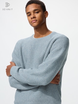 ウォッシャブル3Dクルーネックセーター