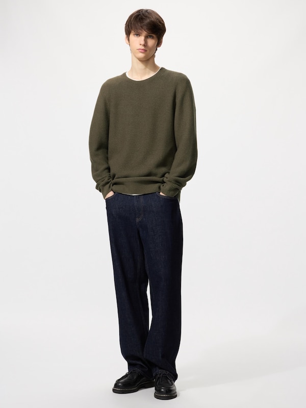 ウォッシャブル3Dクルーネックセーター