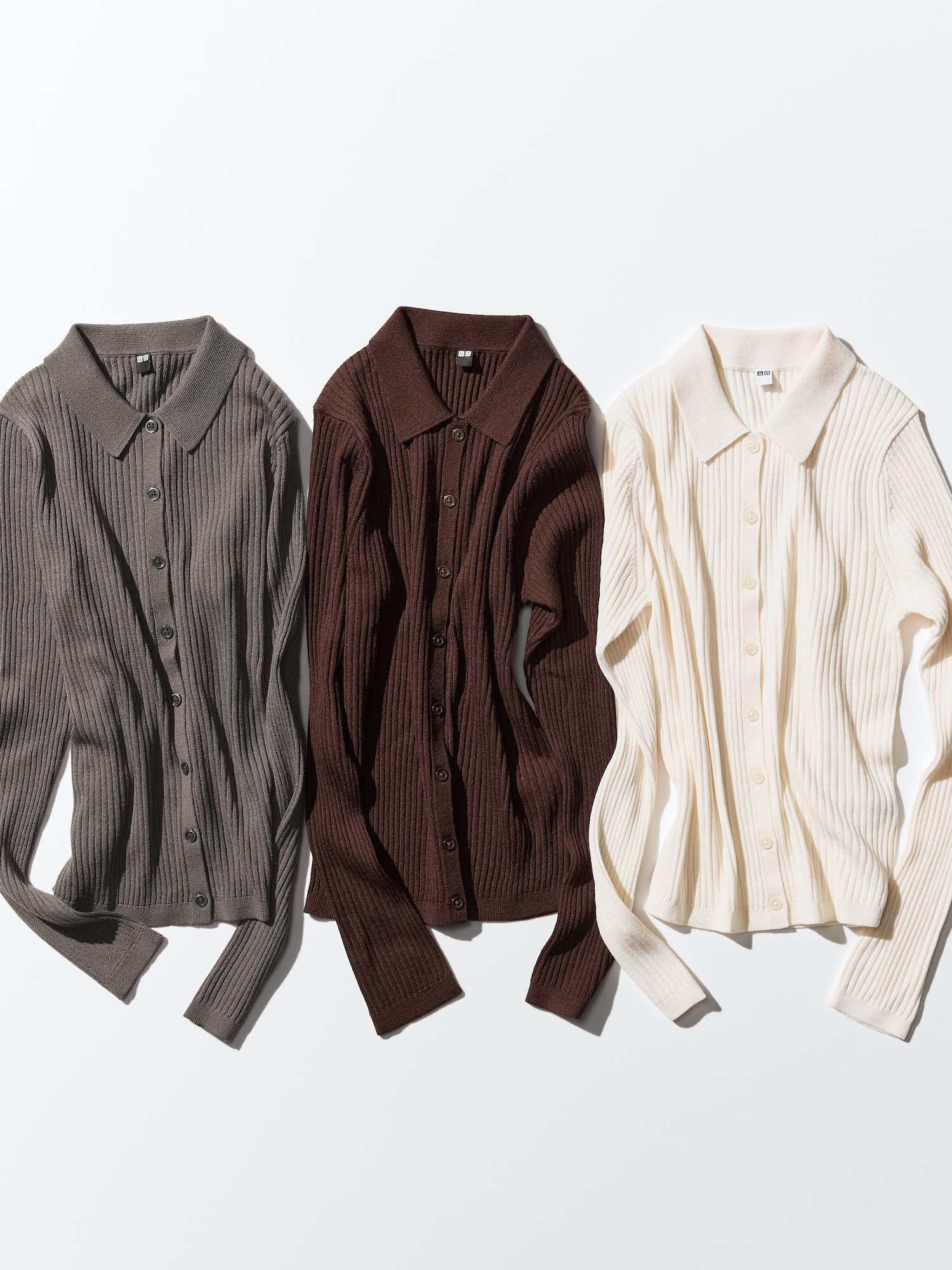 ユニクロ公式 | メリノブレンドリブポロカーディガン