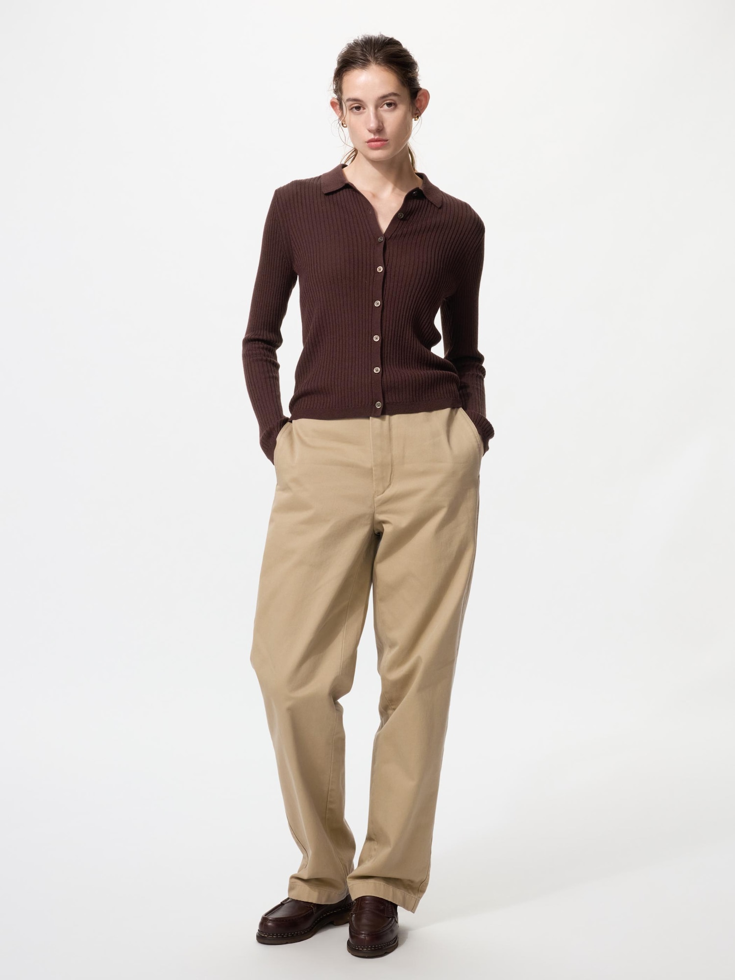 ユニクロ公式 | メリノブレンドリブポロカーディガン