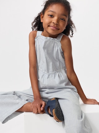 GIRLS リネンブレンドサロペット