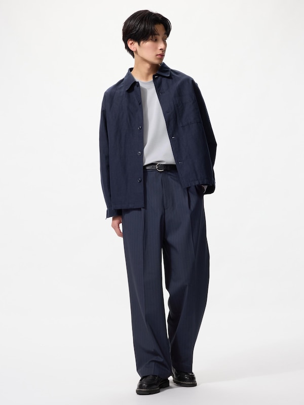 タックワイドパンツ/ストライプ