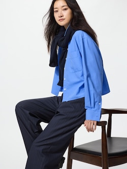 タックワイドパンツ/ストライプ/丈長め