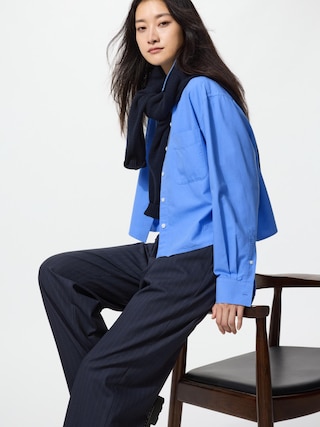 タックワイドパンツ/ストライプ/丈長め