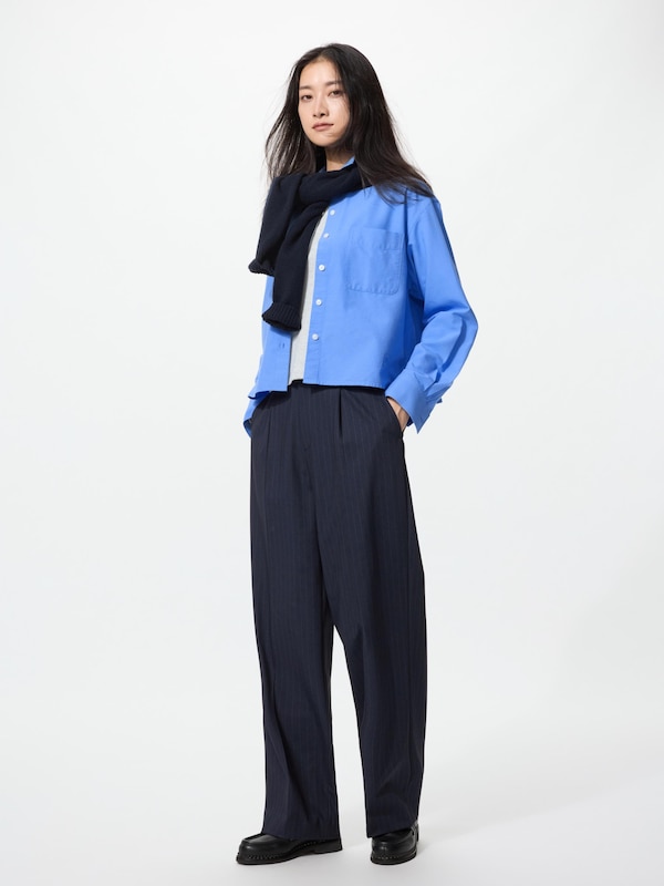 タックワイドパンツ丈長め