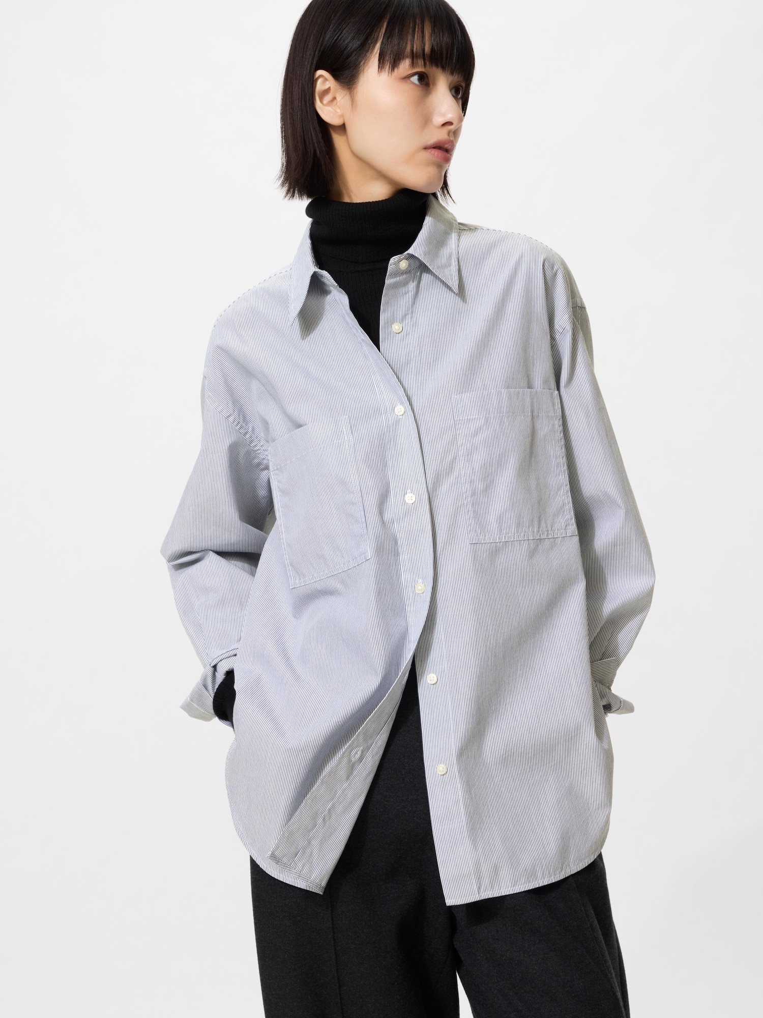 ユニクロ公式 | コットンオーバーサイズシャツ/ストライプ