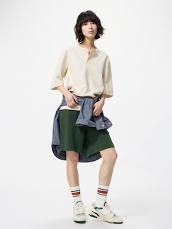 ドライワッフルヘンリーネックTシャツ