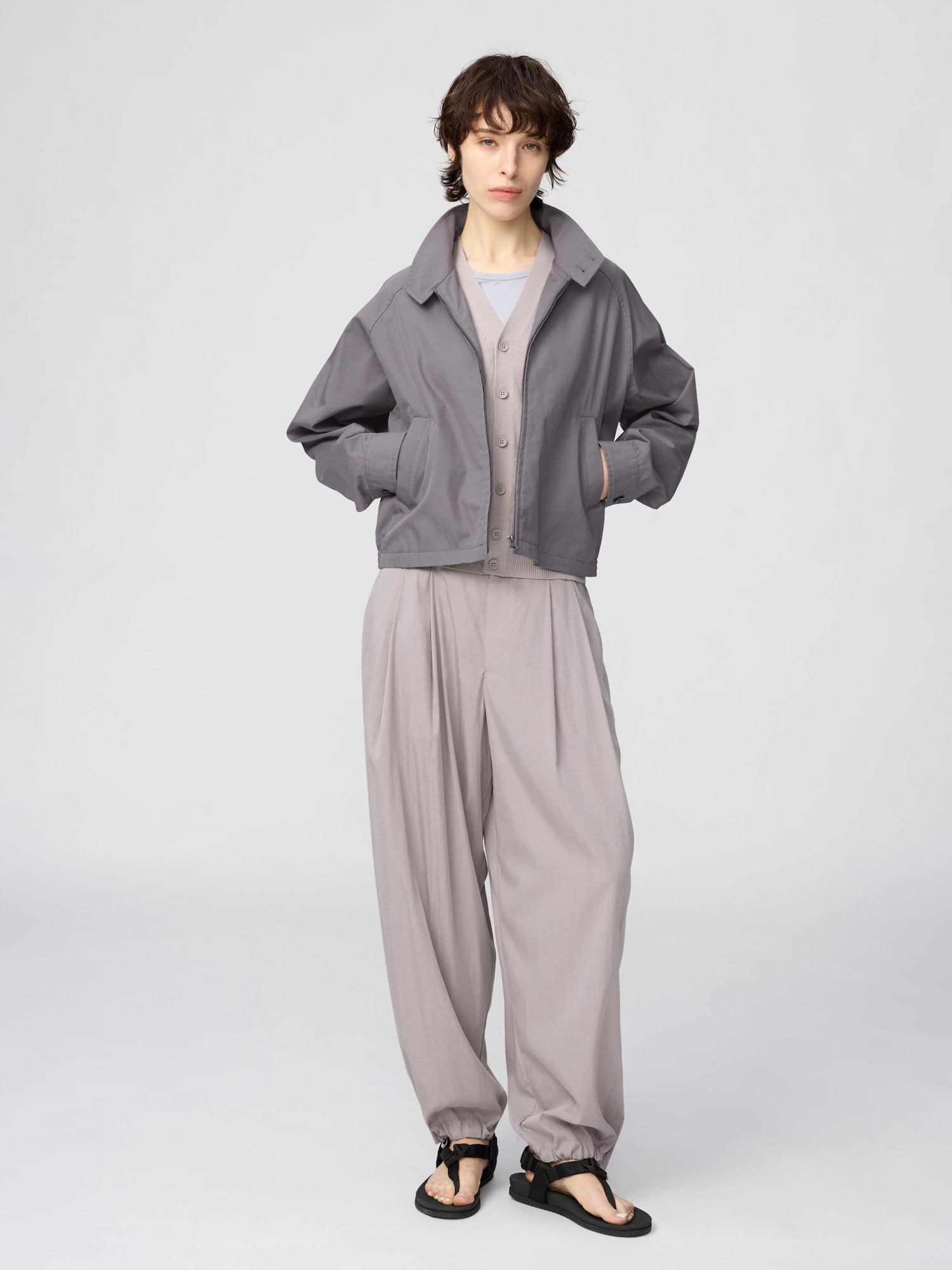 UNIQLO U ショートブルゾン S ユニクロ公式 | コットンブレンドショートブルゾン(男女兼用)