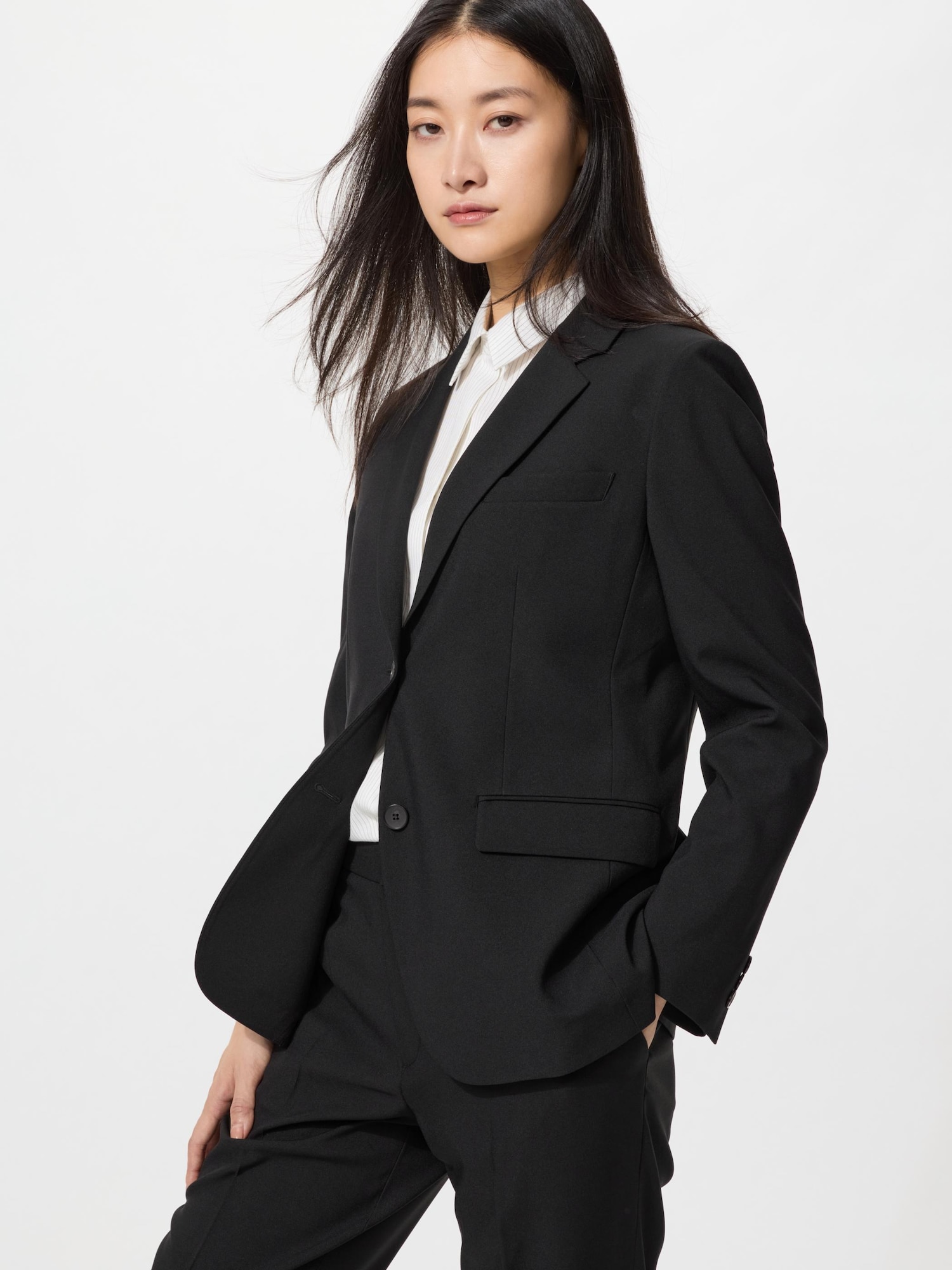 【美品】【完売品】【L】ユニクロ♡ジルサンダー スーツセットアップ レディース ユニクロ ジルサンダー +J セットアップ スーツ ストライプ レディース