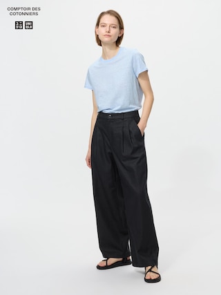 リネンブレンドストレートパンツ