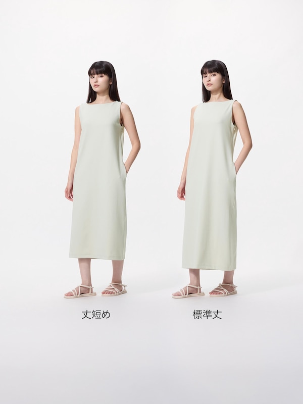 クレープジャージー ワンピース ノースリーブ