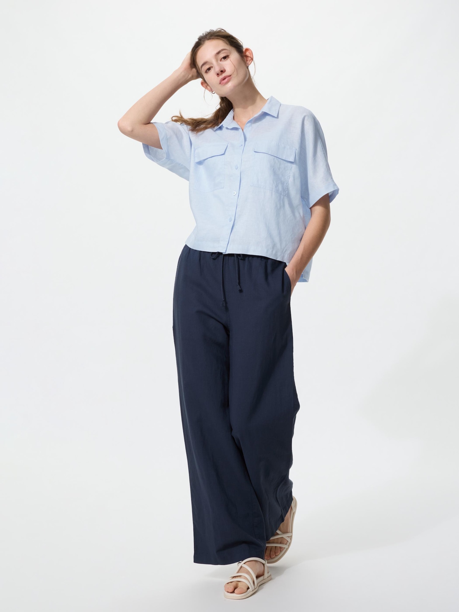 WOMEN プレミアムリネンスキッパーボクシーシャツ | UNIQLO UNIFORM