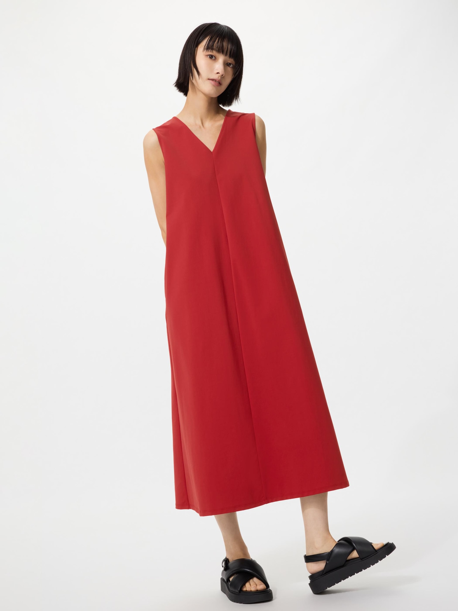 WOMEN ウルトラストレッチVネックワンピース/ノースリーブ | UNIQLO