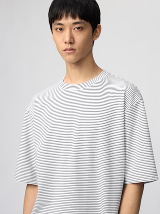 エアリズムコットンオーバーサイズボーダーTシャツ