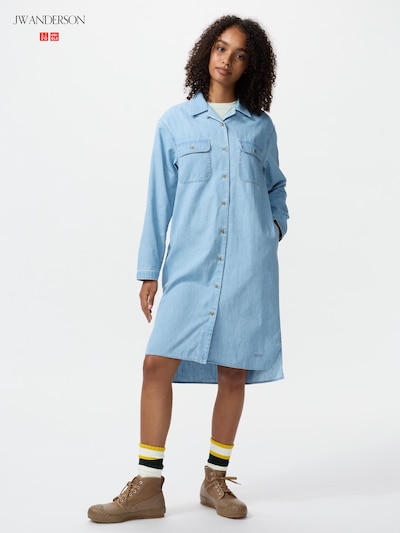 オープンカラーデニムシャツワンピース 3