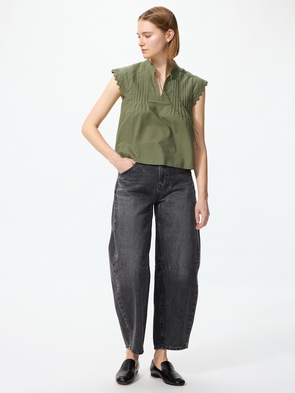 コットンブラウスノースリーブ