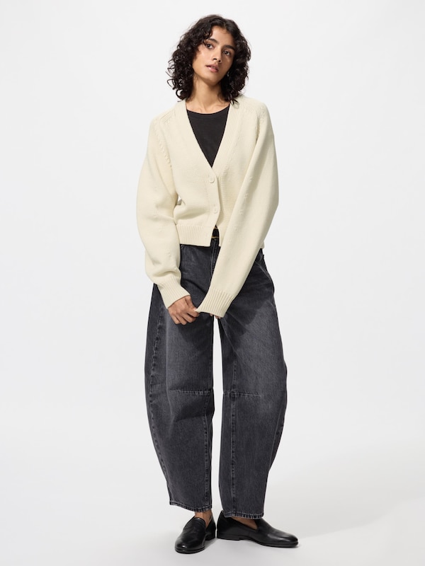 コットンブレンドリラックスVネックカーディガン