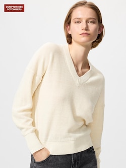 リネンVネックセーター