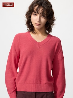 リネンVネックセーター