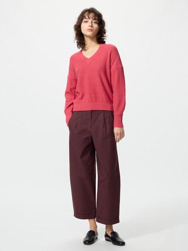 リネンVネックセーター