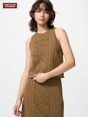 コットンクロシェセーターノースリーブ