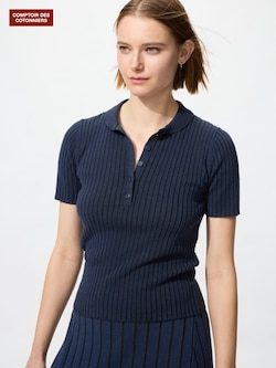 プリーツニットポロセーター