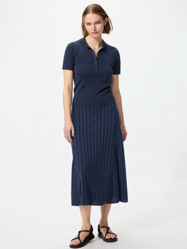 プリーツニットポロセーター