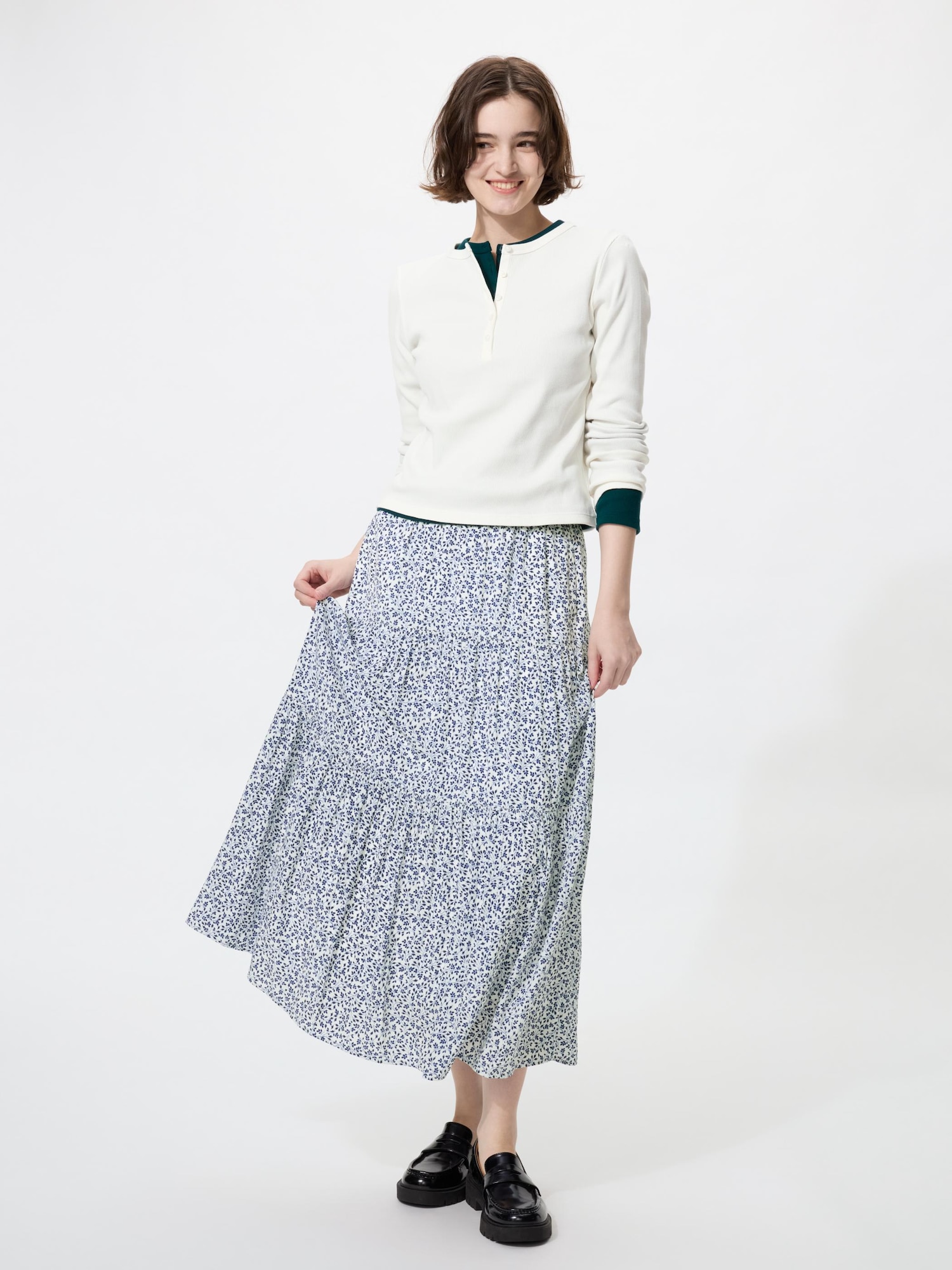 WOMEN ティアードマキシスカート/プリント | UNIQLO UNIFORM