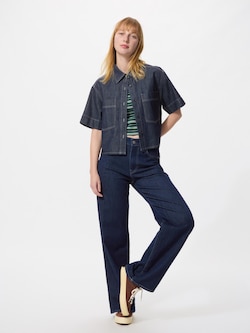 EZYワイドストレートジーンズ/丈長め