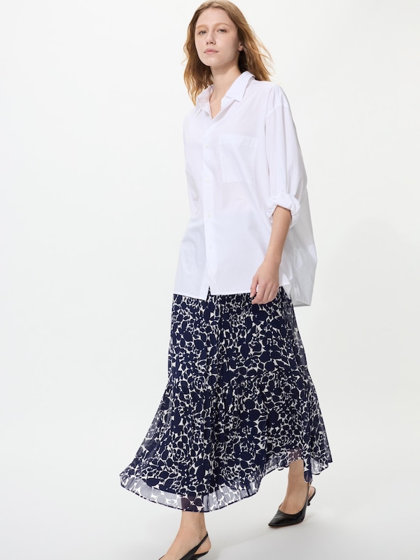 シフォンティアードスカート丈長め
