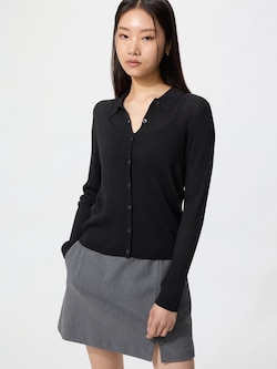 リブポロカーディガン