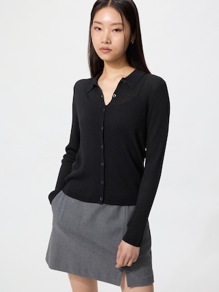 リブポロカーディガン