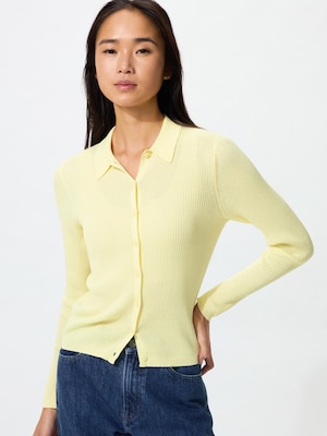 リブポロカーディガン